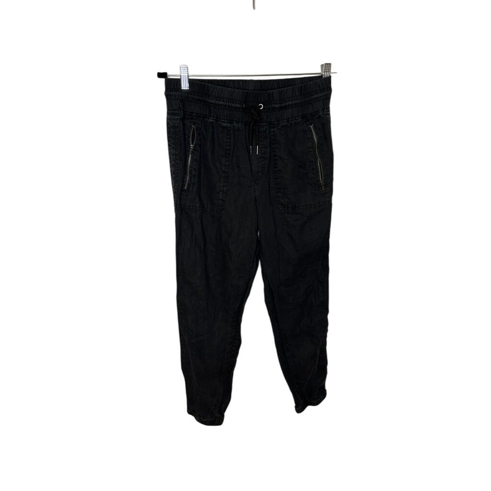 Athleta Cabo‎ Linen Jogger Pants Black Lightweight Comfort Casual Womens Size 6